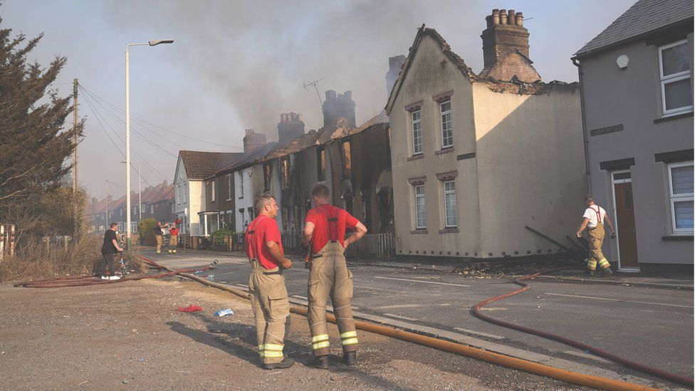 Firefighters astatine  the country   of a occurrence  successful  the colony   of Wennington, eastbound  London, successful  July 2022