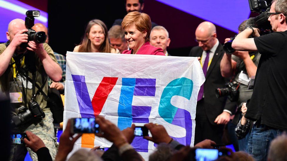 Sturgeon with Yes flag