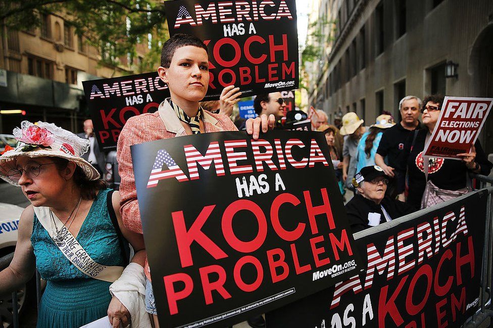 A protest against the Koch brothers