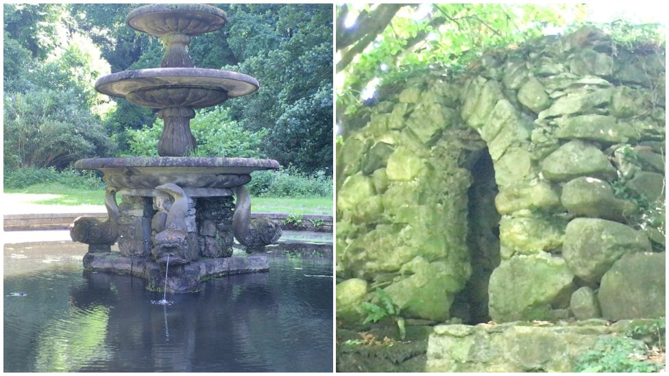 Features Parc Glynllifon - a grotto and a water fountain