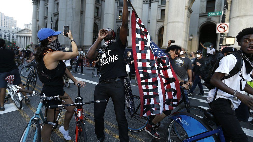 Activists at a Black Lives Matter rally in New York