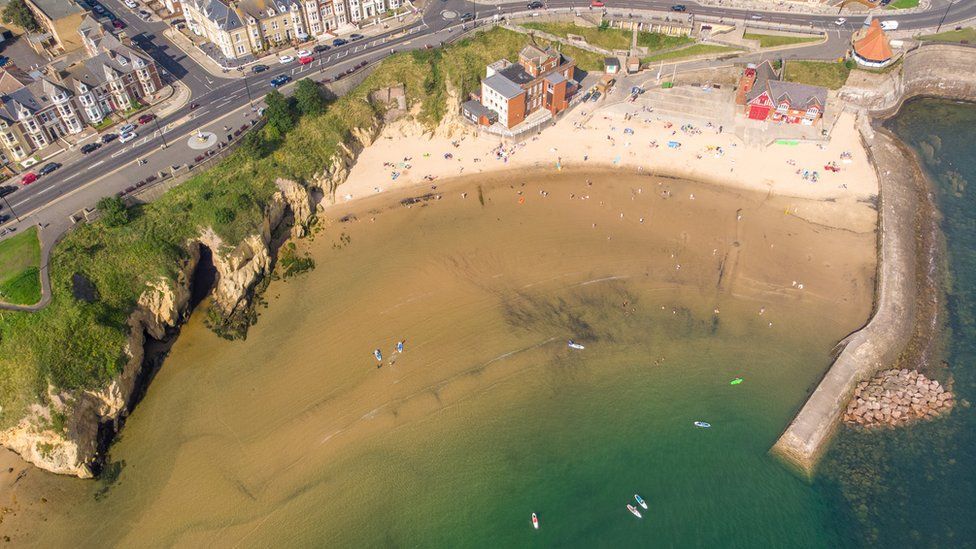 Aerial view of Cullercoats Bay