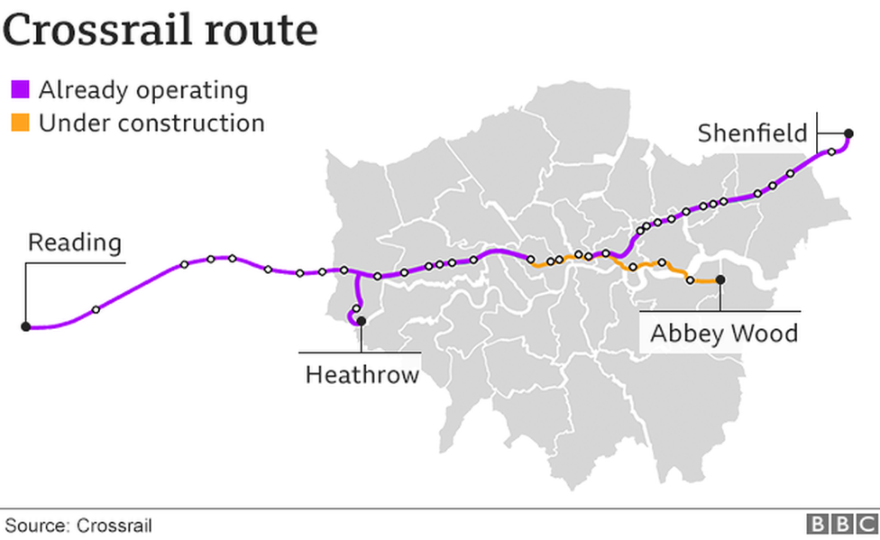 Map of Crossrail route