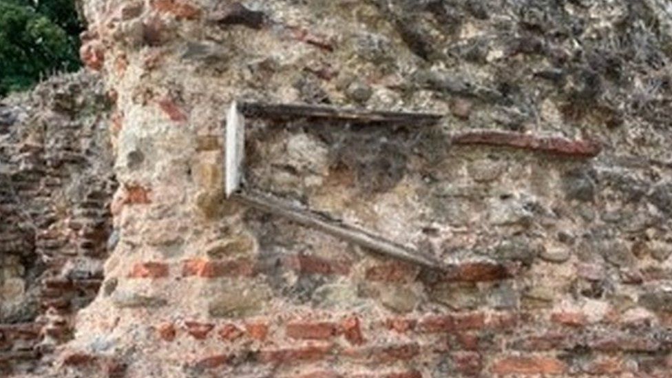 The Balkerne Gate at Colchester missing its plaque