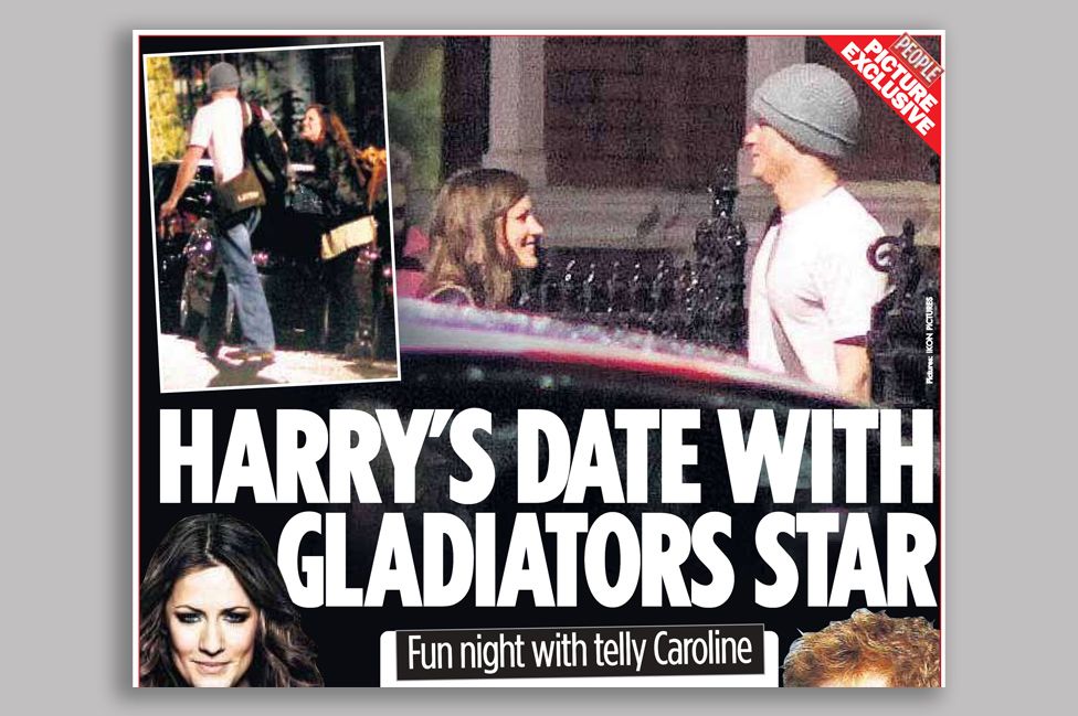 An image of an article titled "Harry's date with gladiators star"