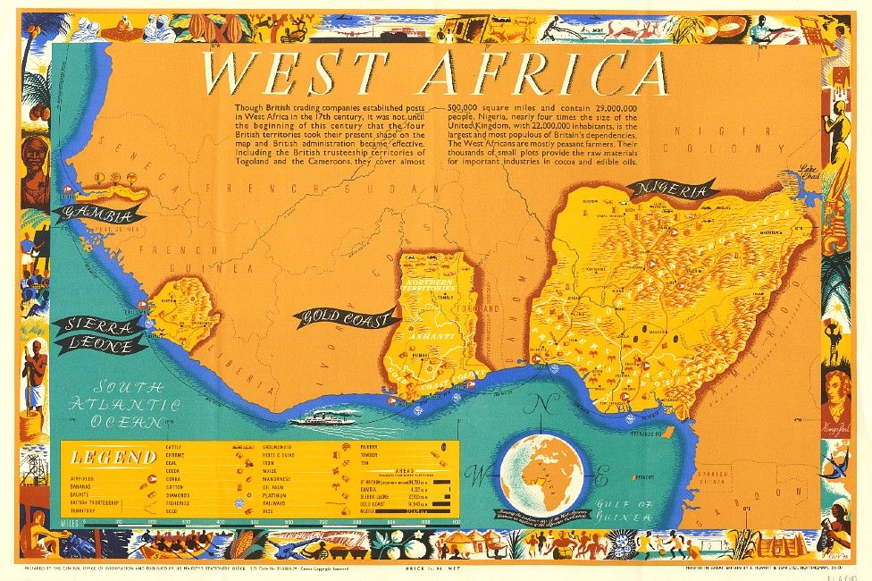 Map of West Africa from the 1940s