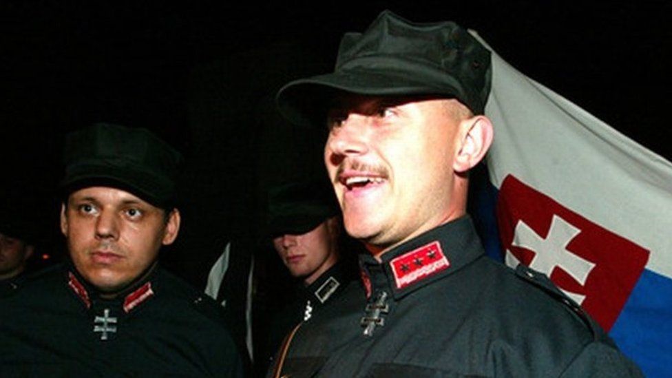 Slovak far-right leader Marian Kotleba in outfit inspired by Nazi costume