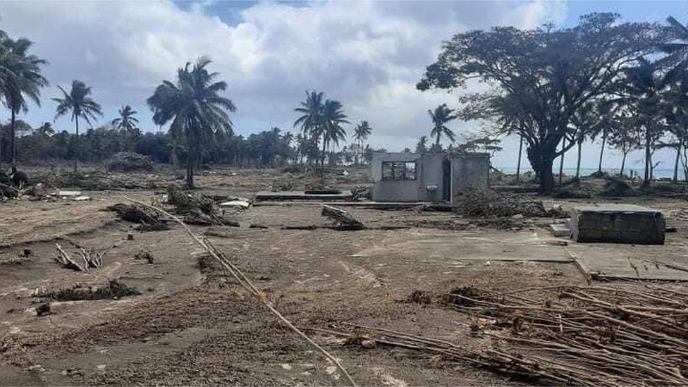 Damage to Tonga's shoreline