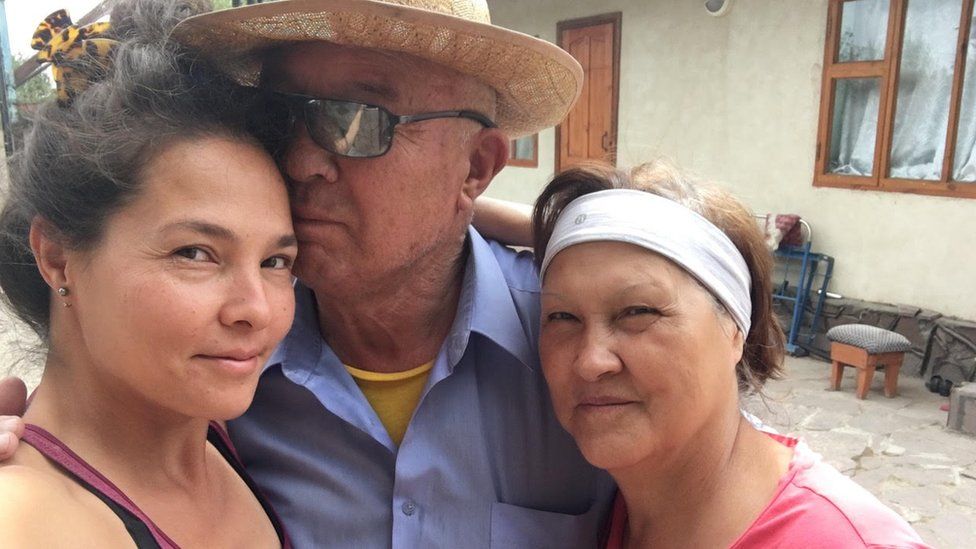 Gulnara and her parents during a visit to Kyrgyzstan in 2016