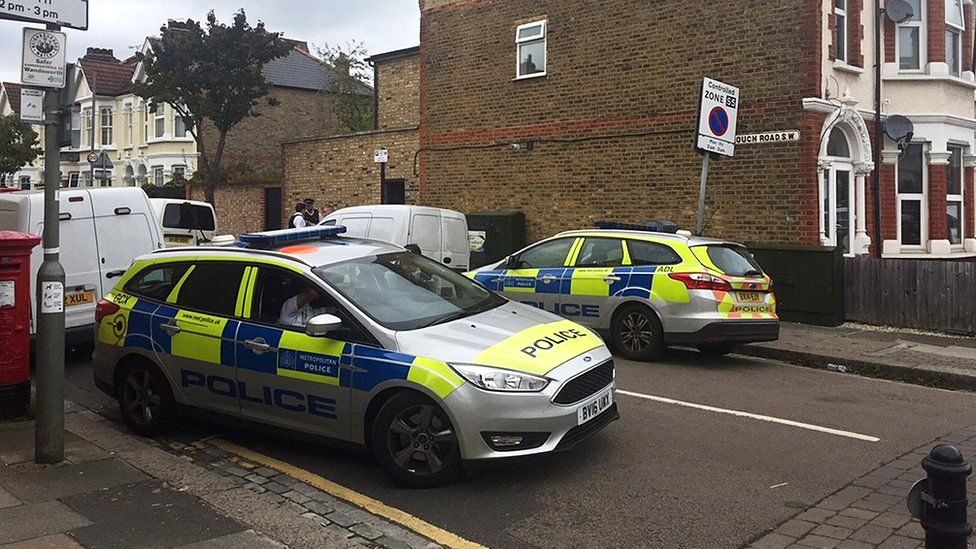 Police at the scene in Southfields,