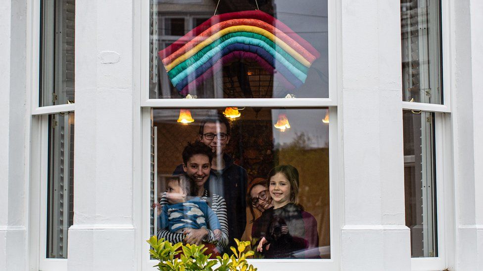 Family at a window