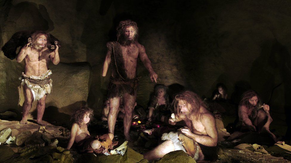 illlustration of Neanderthal family