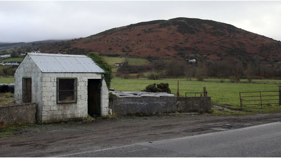 A former customs post lies derelict in Jonesborough, Co Armagh, on the northern side of the border