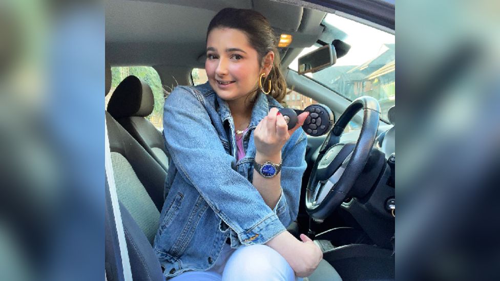 Chiara with car keys in her hand