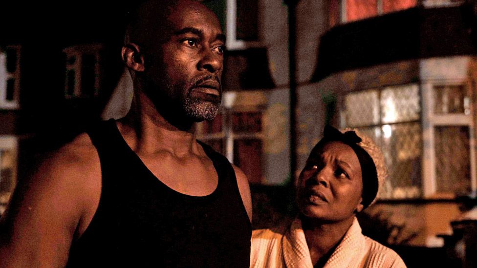 Patrick Robinson as Anthony Bryan and Nadine Marshall as wife Janet in Sitting In Limbo