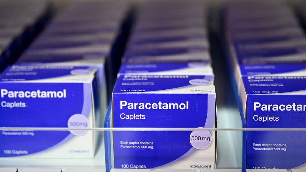 Boxes of paracetamol on shelf