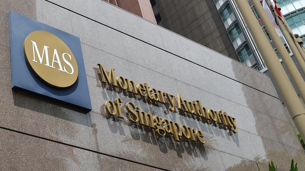 A general view shows the logo of the Monetary Authority of Singapore (MAS) in Singapore