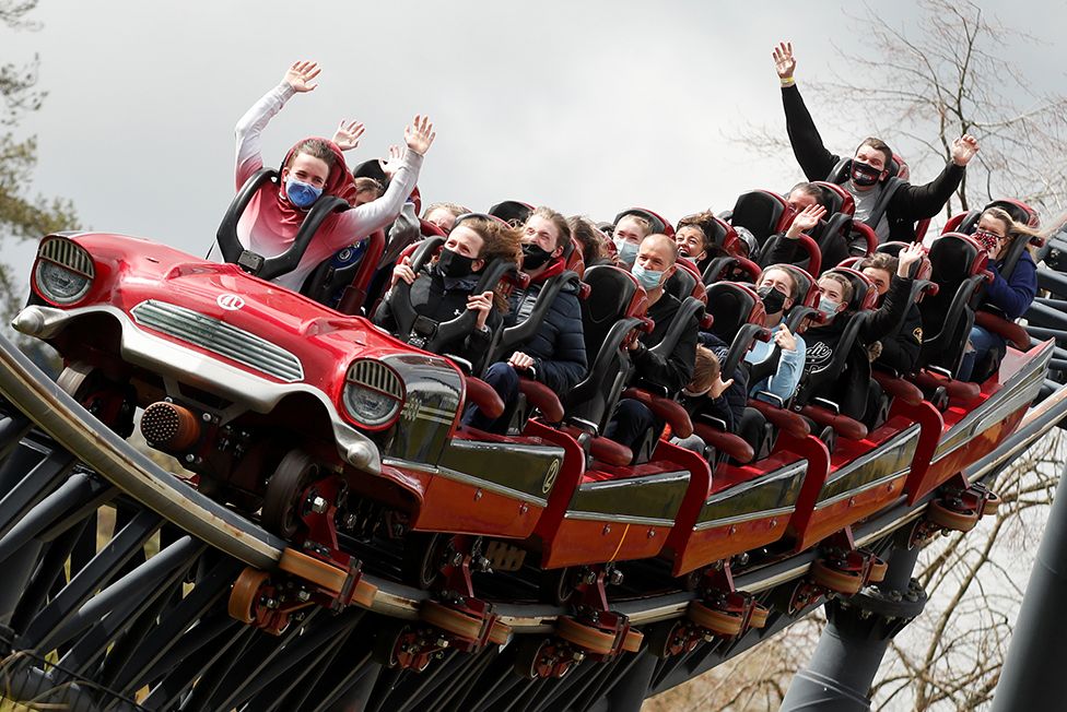 People on the Stealth ride as Thorpe Park reopens