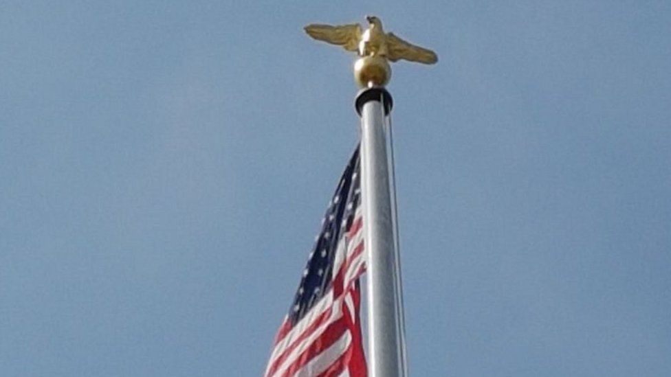New eagle on flagpole