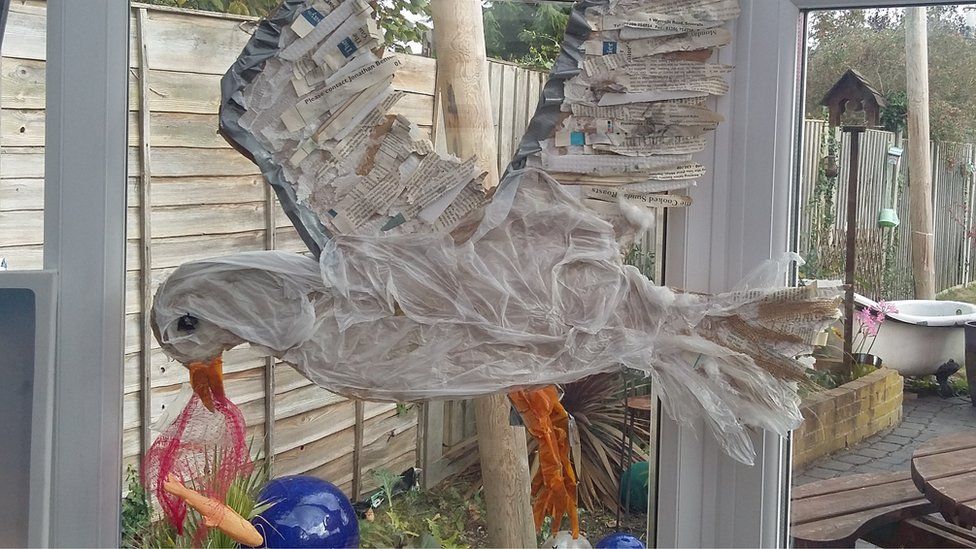 Seagull made from rubbish
