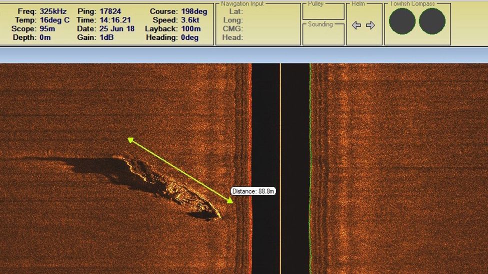 A wreck detected on the seabed by Grahame Knott