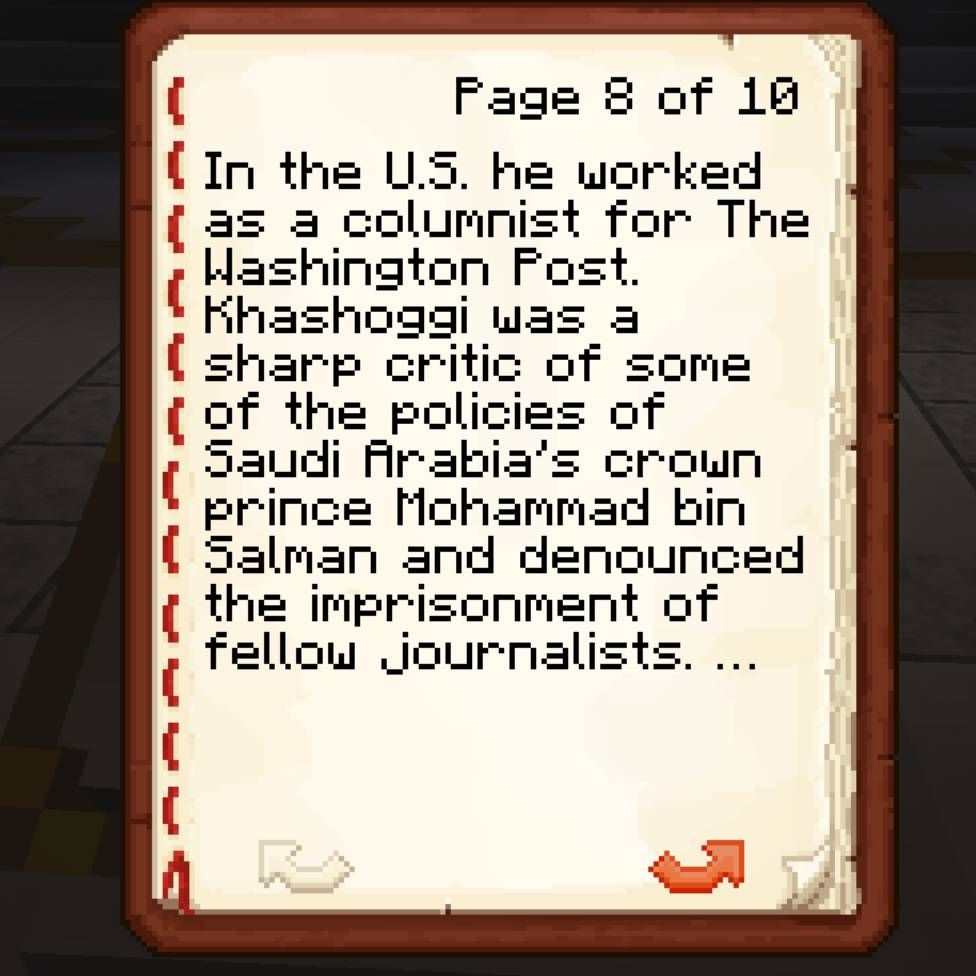 Minecraft Jamal Khashoggi book