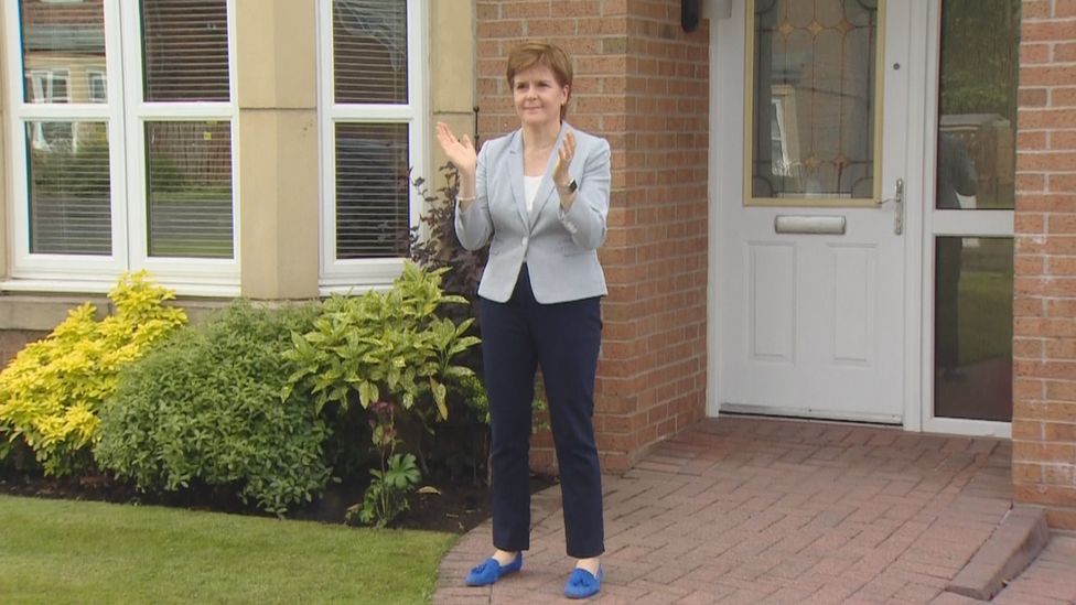 NHS Anniversary Nicola Sturgeon joins nationwide clap for carers BBC