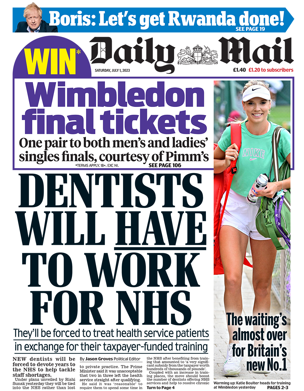 The headline in the Daily Mail reads: "Dentists will have to work for NHS"
