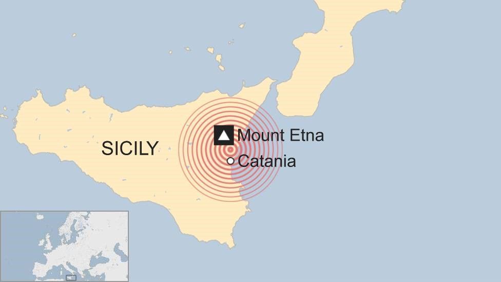 Map showing location of Sicily earthquake - 26 December 2018