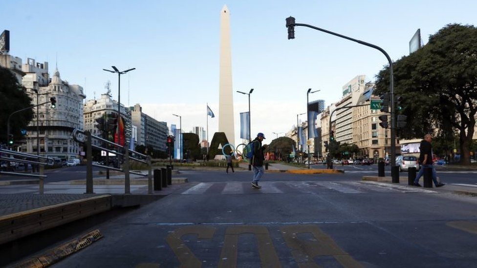 A view on an empty bus lane during the general strike in Buenos Aires, Argentina, 25 June 2018