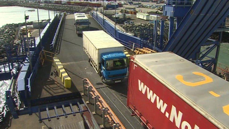 Lorries loading in Holyhead