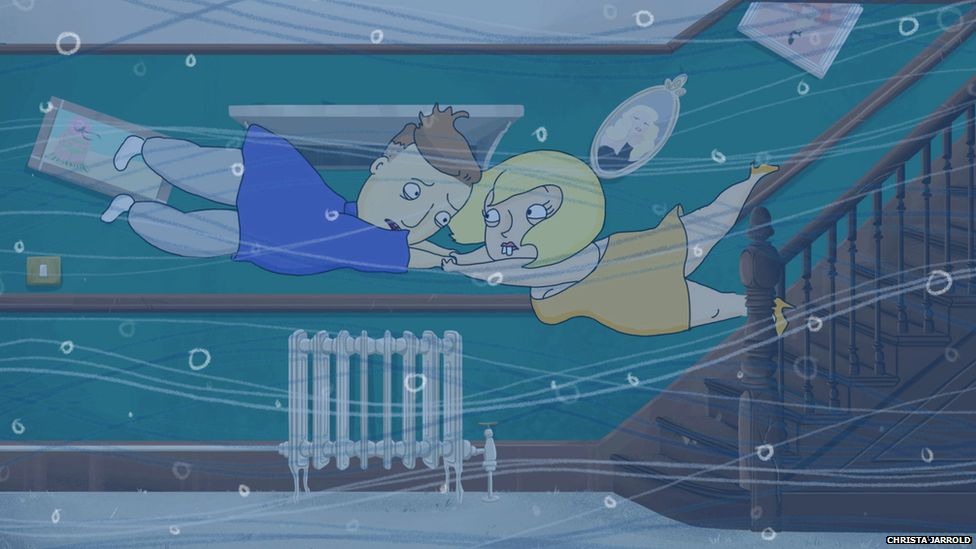 Animation still taken from Christa's film, Pipe Dreams