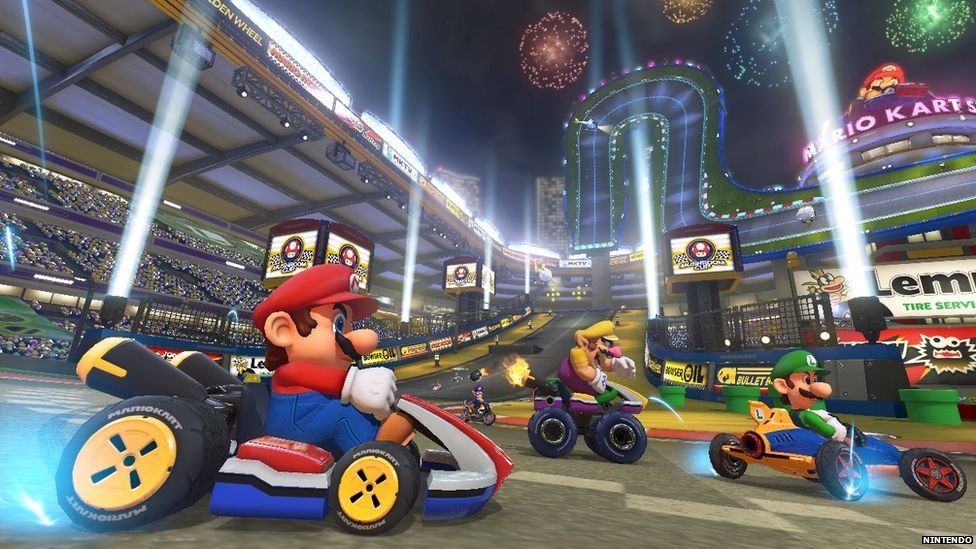 Screen shot of Mario Kart game