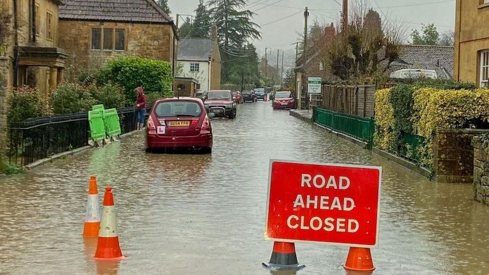 Flooding yesterday in Martock, Somerset