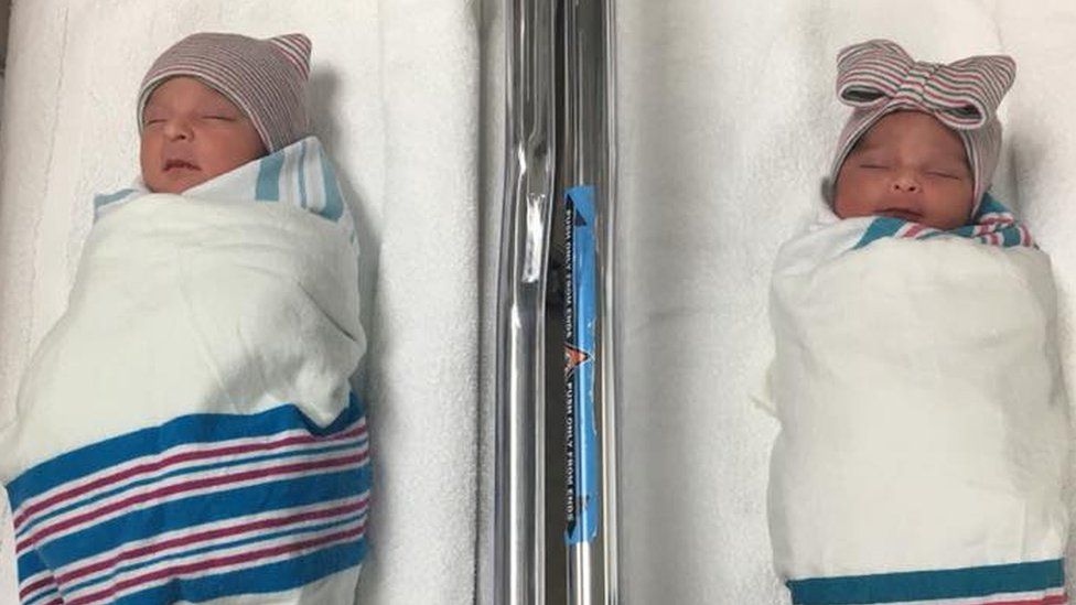 The twins were born