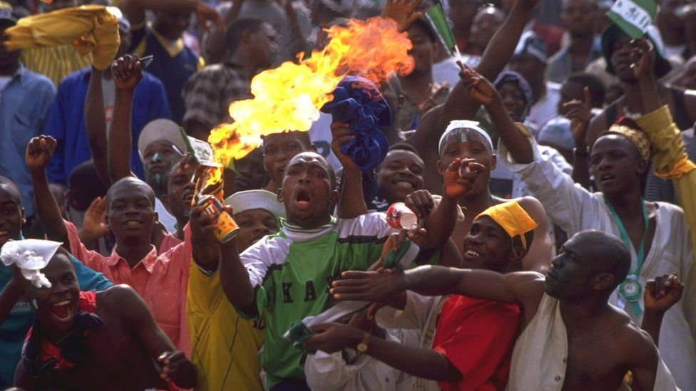 Nigerian supporters during the 2000 Africa Cup of Nations final against Cameroon