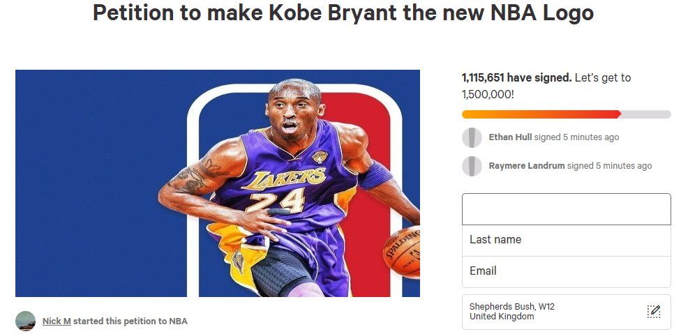 NBA news: Kobe Bryant, logo, death, dead, petition, change.org, Jerry West,  Los Angeles Lakers