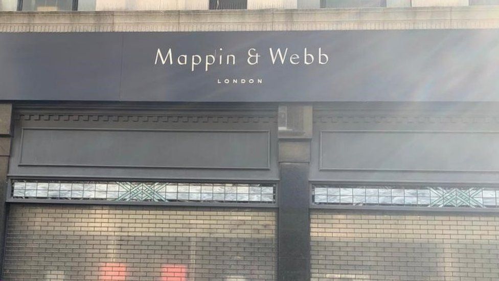 Closed Mappin and Webb shop in Coney Street in York