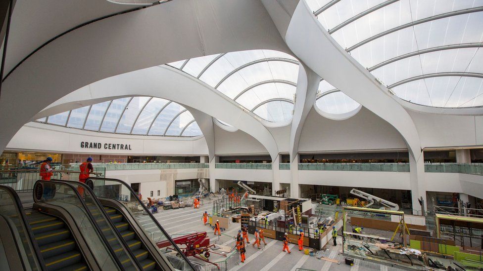 A photo of workers upgrading Birmingham New Street Station