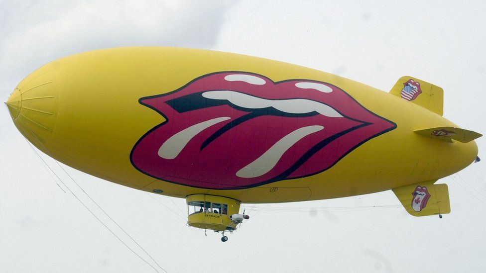 Rolling Stones logo on blimp
