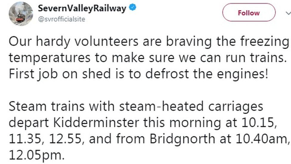The tweet from svrailway