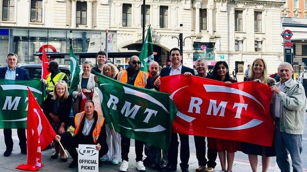 Labour MPs appear on picket line outside Victoria Station in central London