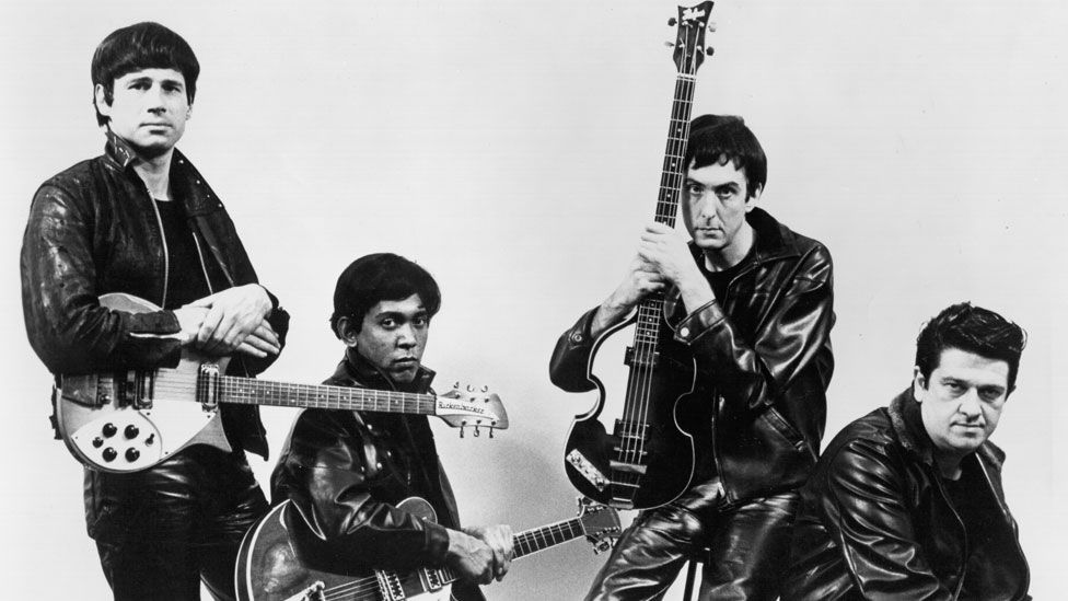 (Left to right) Nasty, Stig, Dirk and Barry of the fictional band, The Rutles