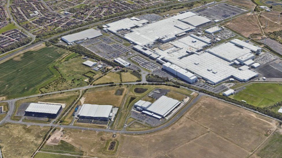Aerial view showing industrial units