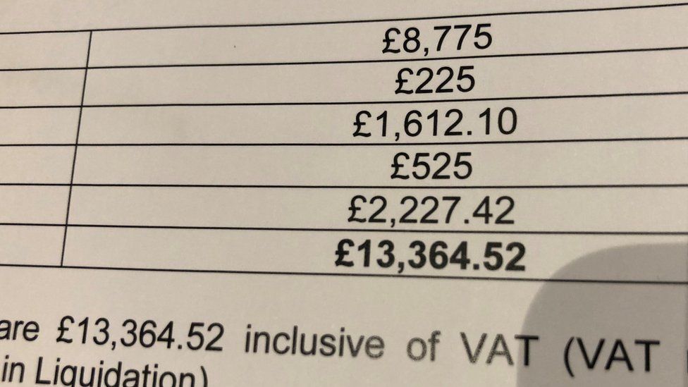 A close up of a legal bill received by one of about 1500 homeowners following the collapse of SSB Law