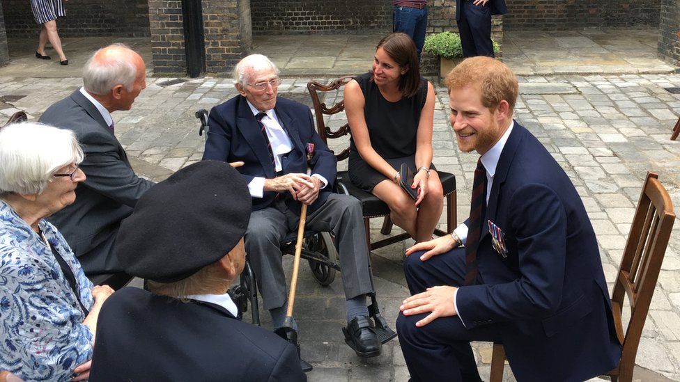Gemma Morgan with Prince Harry and other veterans ahead of the Dunkirk premiere