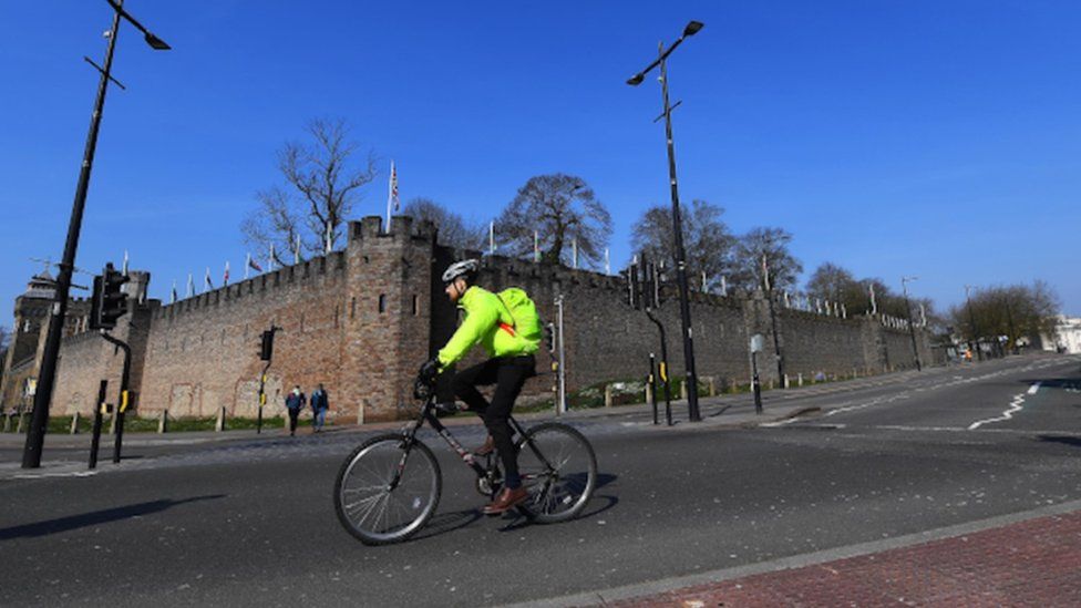 cyclist in Cardiff