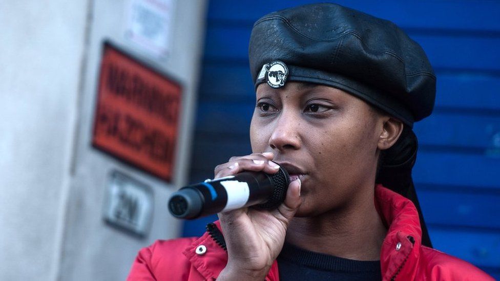 Sasha Johnson at a protest in London in 2020