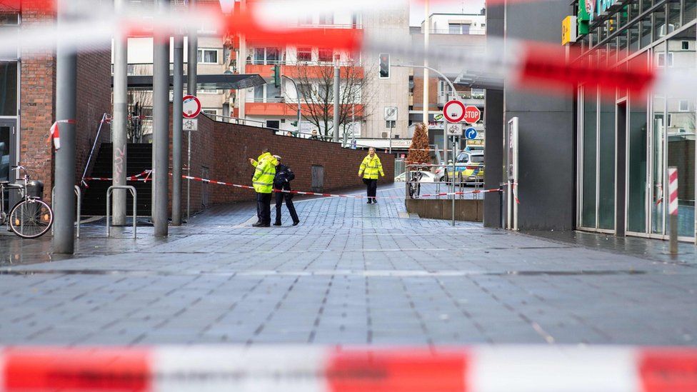 Police at the scene of the attack in Bottrop, Germany, on 1 January 2019