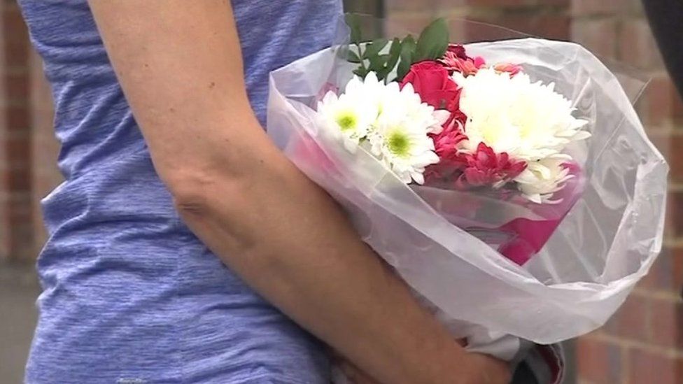 Floral tributes at the vigil